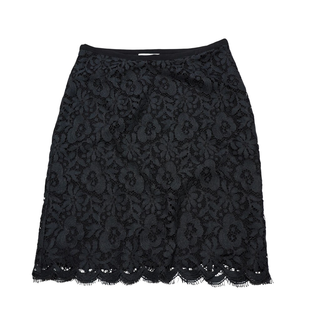 Votre Nom Skirt Womens 42 Black Floral Lace Pencil Knee Length Lined Formal